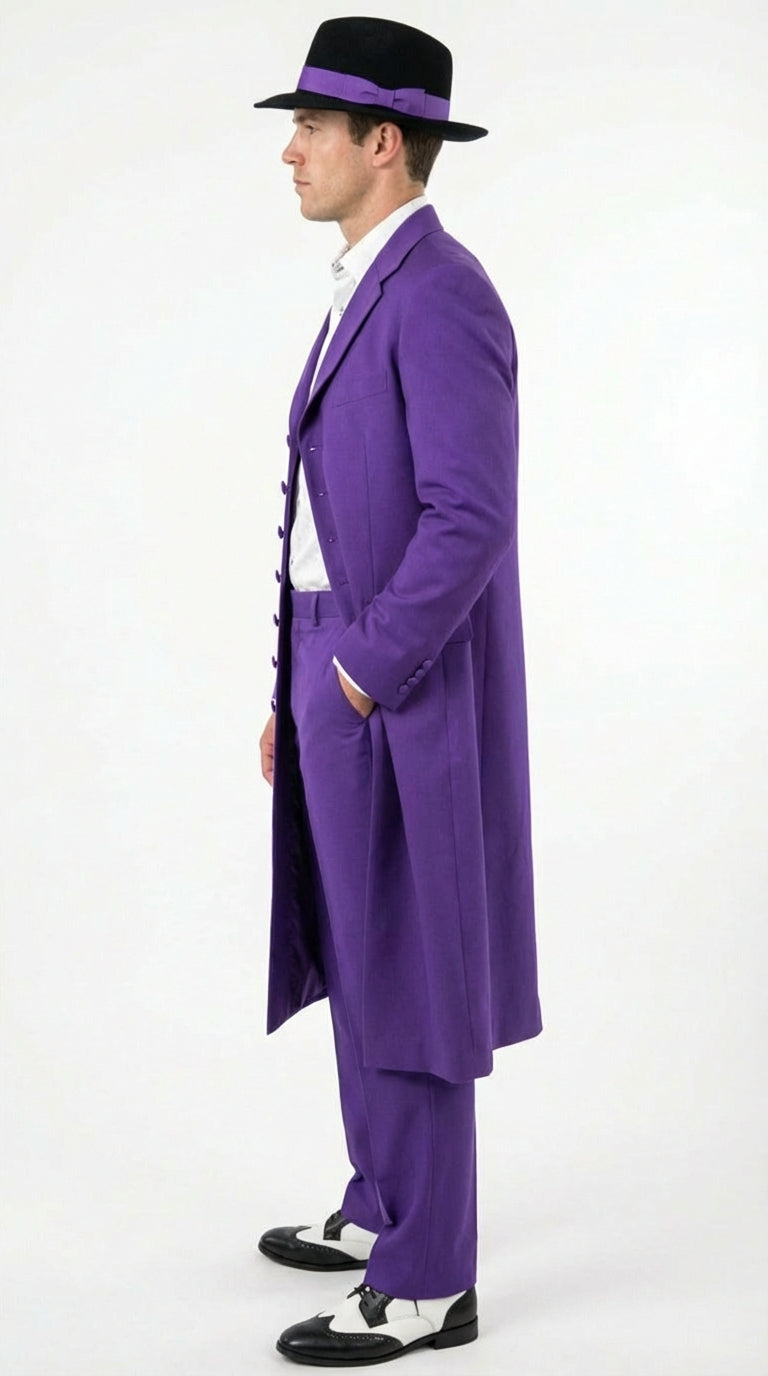 Pimp Halloween Joker Costume Purple Zoot Suit for Men - 34 Short or Extra Small
