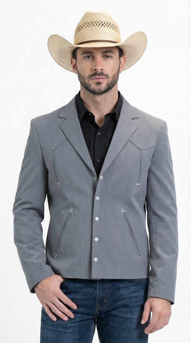Mens Gray Western Blazer Set – Cowboy Style Jacket and Pants Outfit Classic Country Western Suit - 36 Short