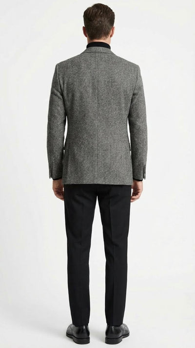 Mens Grey Tweed Herringbone Sport Coat - Gray Mens Blazer Suit Jacket