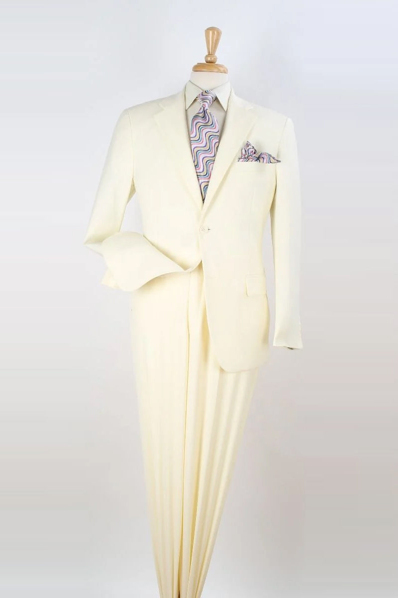 "Modern Fit Two Button Men's Suit in Ivory - Two Piece Ensemble"