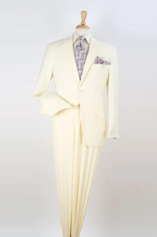 "Modern Fit Two Button Men's Suit in Ivory - Two Piece Ensemble"