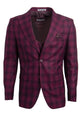 "Mens Stacy Adams Suit - Stacy Adams Suit Men's Bold Windowpane Plaid Vested Suit - Burgundy"