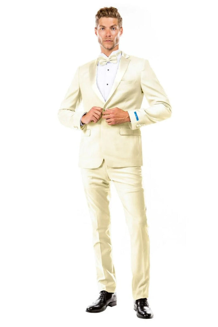 Ivory Slim Fit Men's Tuxedo - Two Button Style for Wedding & Prom 2026