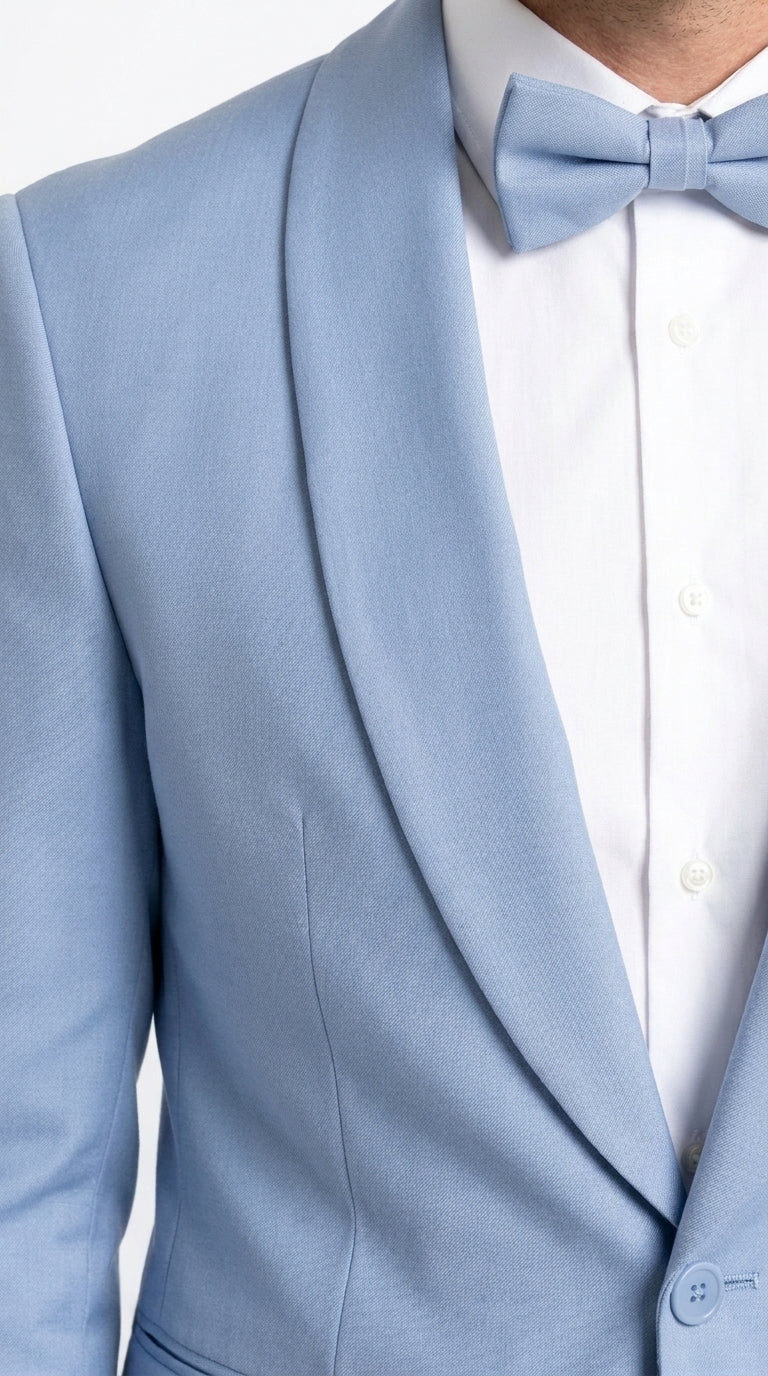 Men’s Powder Blue 2 Piece Tuxedo Suit – Light Blue Wedding Prom Tux with Matching Pants Light Baby Blue - 34 Short or Extra Small