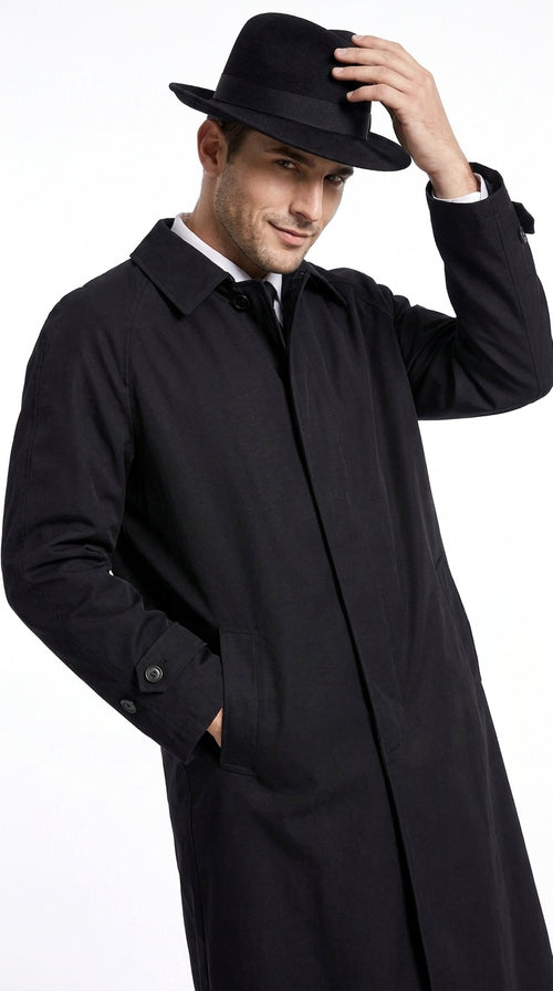 Men’s V for Vendetta Inspired Black Trench Coat – Long Gothic Full-Length Overcoat