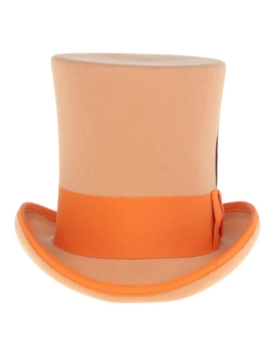 Victorian Steampunk Top Hat - 1800 19th Century - Dressy Loden Felt Top Orange Hat - S