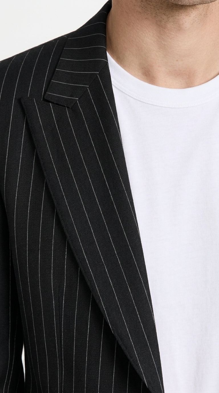 Men’s Black Pinstripe 2-Piece Tuxedo Suit – Two-Button Jacket and Matching Formal Pants - 34 Short or Extra Small