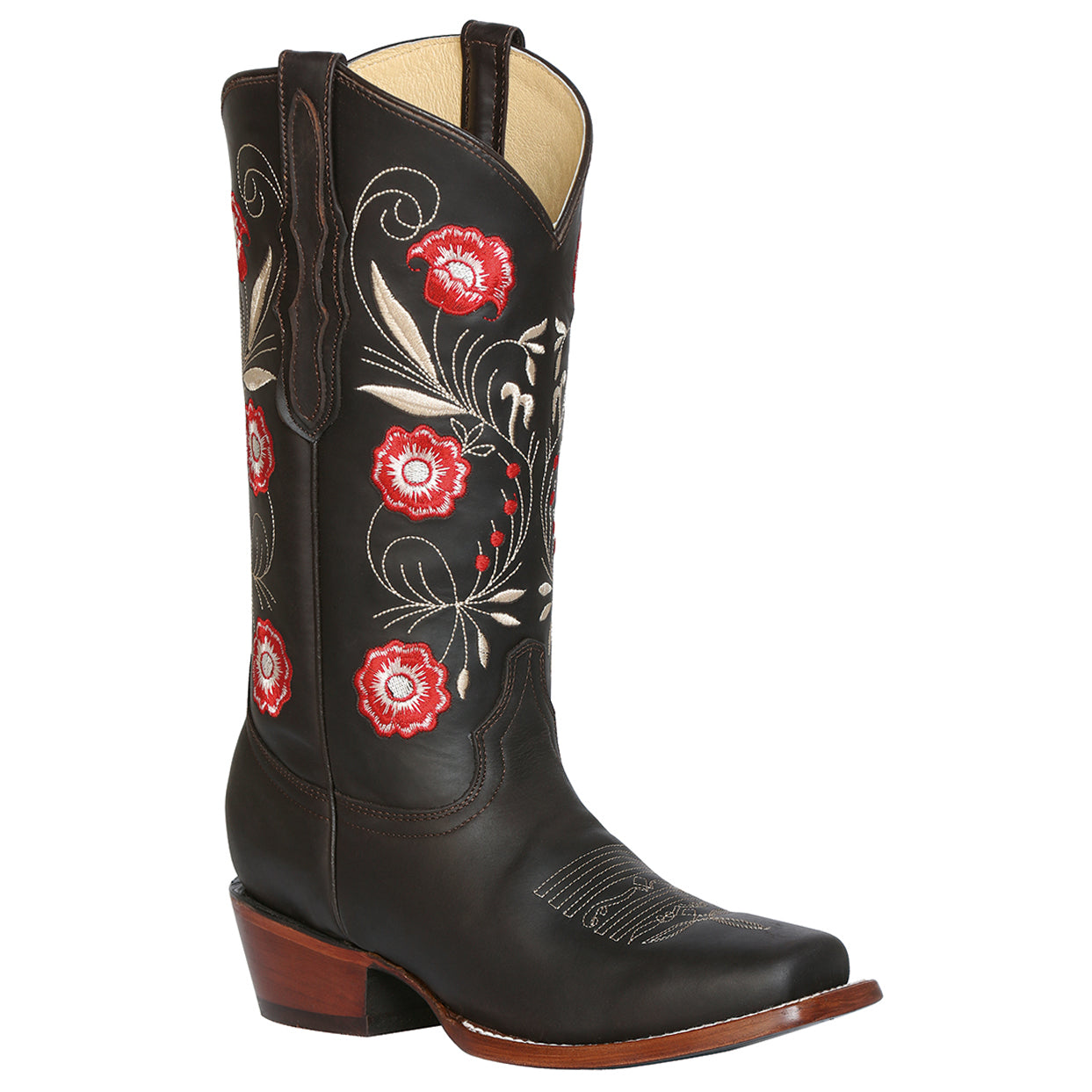 Flowered Choco Cowgirl Boots - Choco