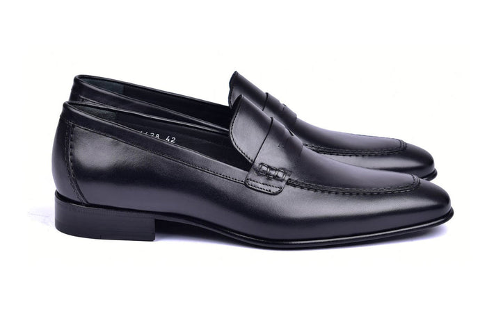 Corrente 4428 Leather Slip-On Loafer Shoes - Penny Black - Image 2