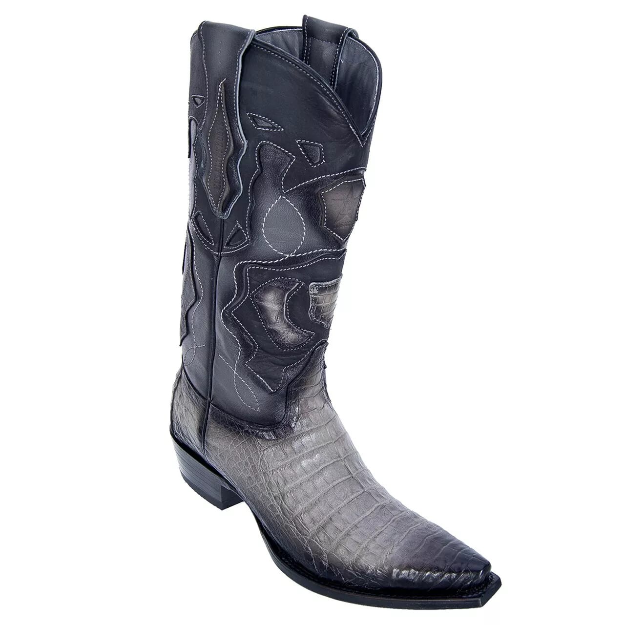 Los Altos Gray Genuine Caiman Snip Toe Boots - 8