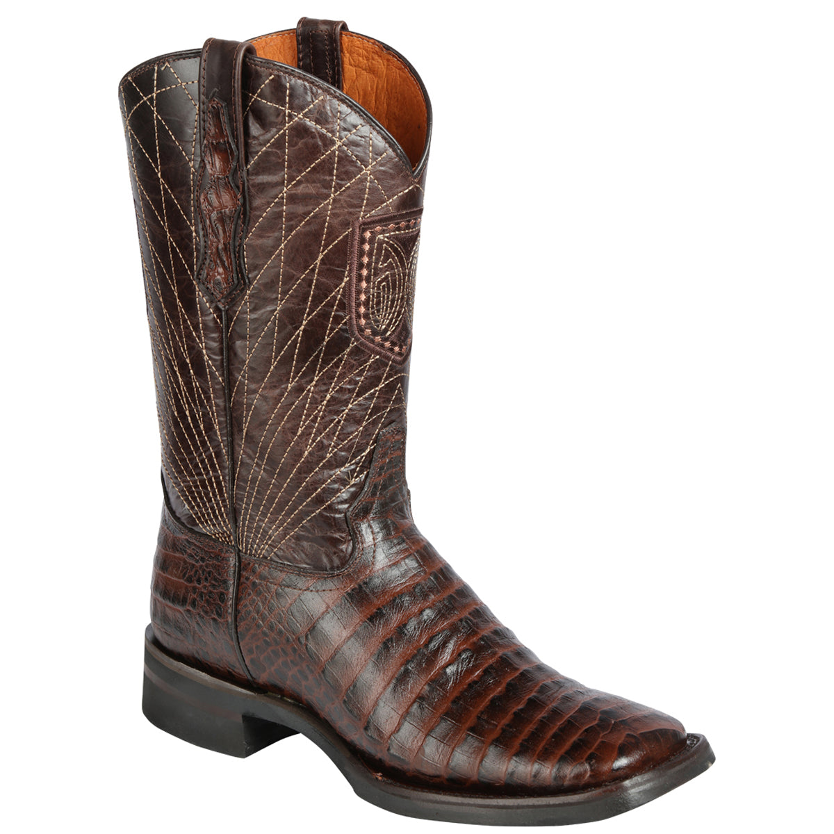 Caiman Print Cowboy Boots - Brown