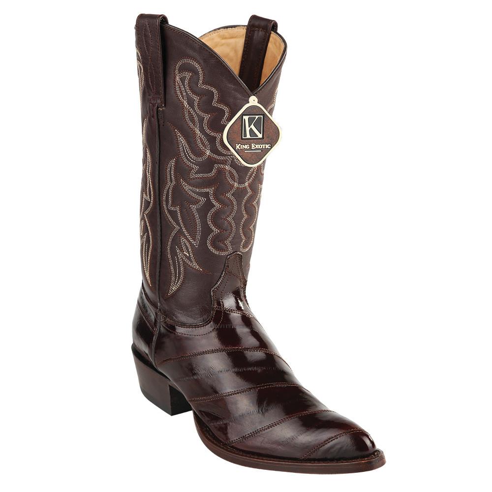 King Exotic Men's Eel Cowboy Boots J Toe - Navy Blue