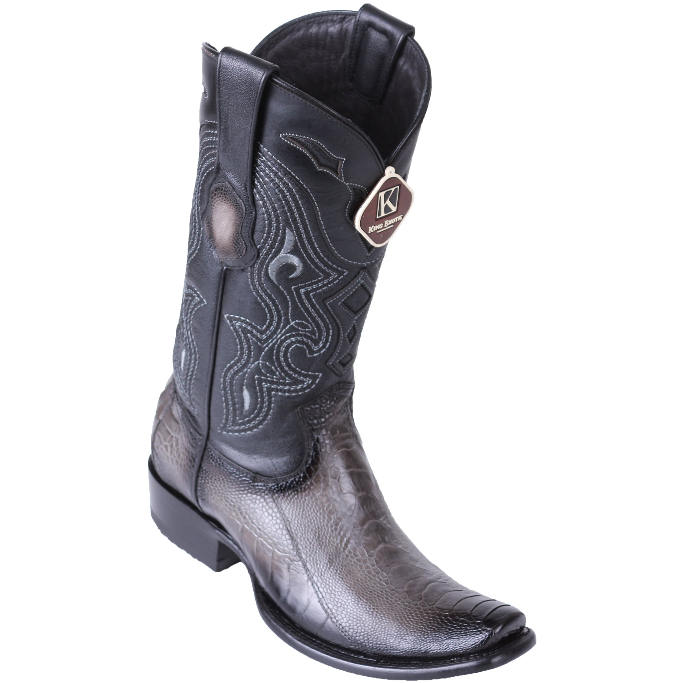 Grey Ostrich Boots Dubai Toe - EE