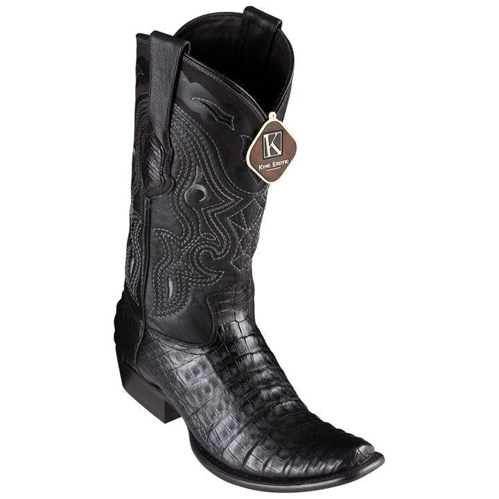 Men's King Exotic Caiman Belly Boots Dubai Toe Handcrafted Black (4798205) - 6