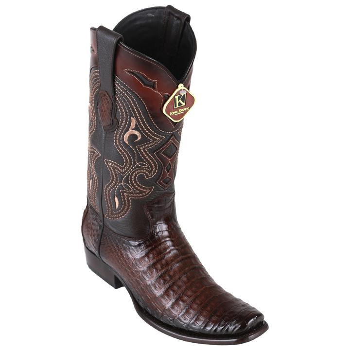 Men's King Exotic Caiman Belly Boots Dubai Toe Handcrafted Faded Brown(4798216) - 6