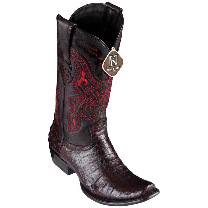 Men's King Exotic Caiman Belly Boots Dubai Toe Handcrafted Black Cherry (4798218) - 6