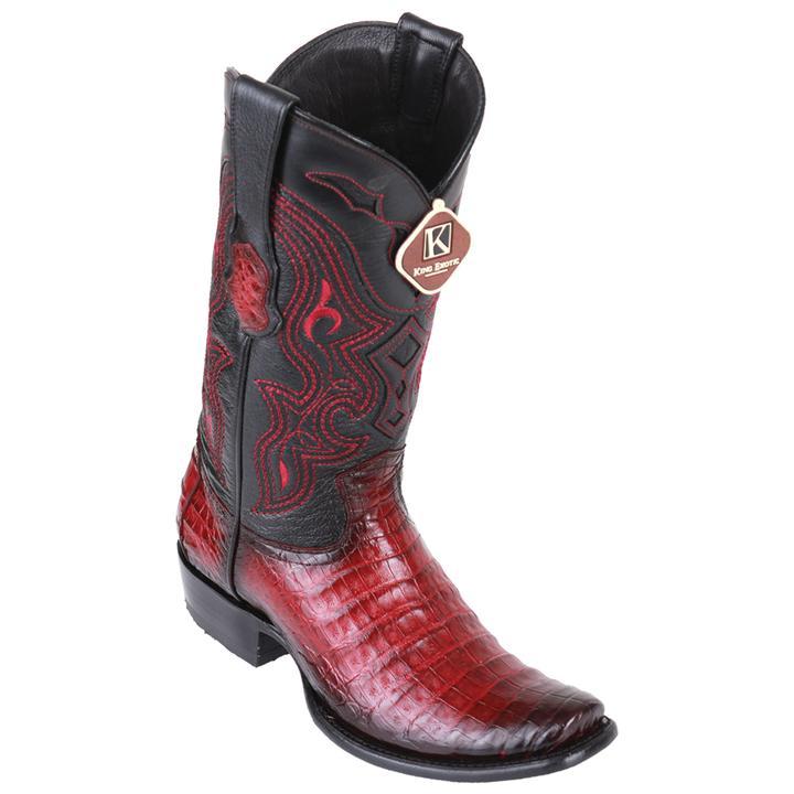 Men's King Exotic Caiman Belly Boots Dubai Toe Handcrafted Faded Burgundy (4798243) - 6