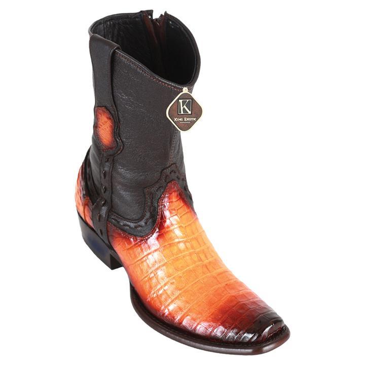 Men's King Exotic Caiman Belly Boots Dubai Toe Handcrafted Faded Buttercup(479B8201) - 6