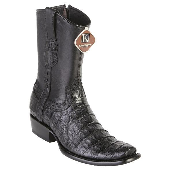 Men's King Exotic Fuscus Caiman Belly Boots With Inside Zipper Black (479B8205) - 6
