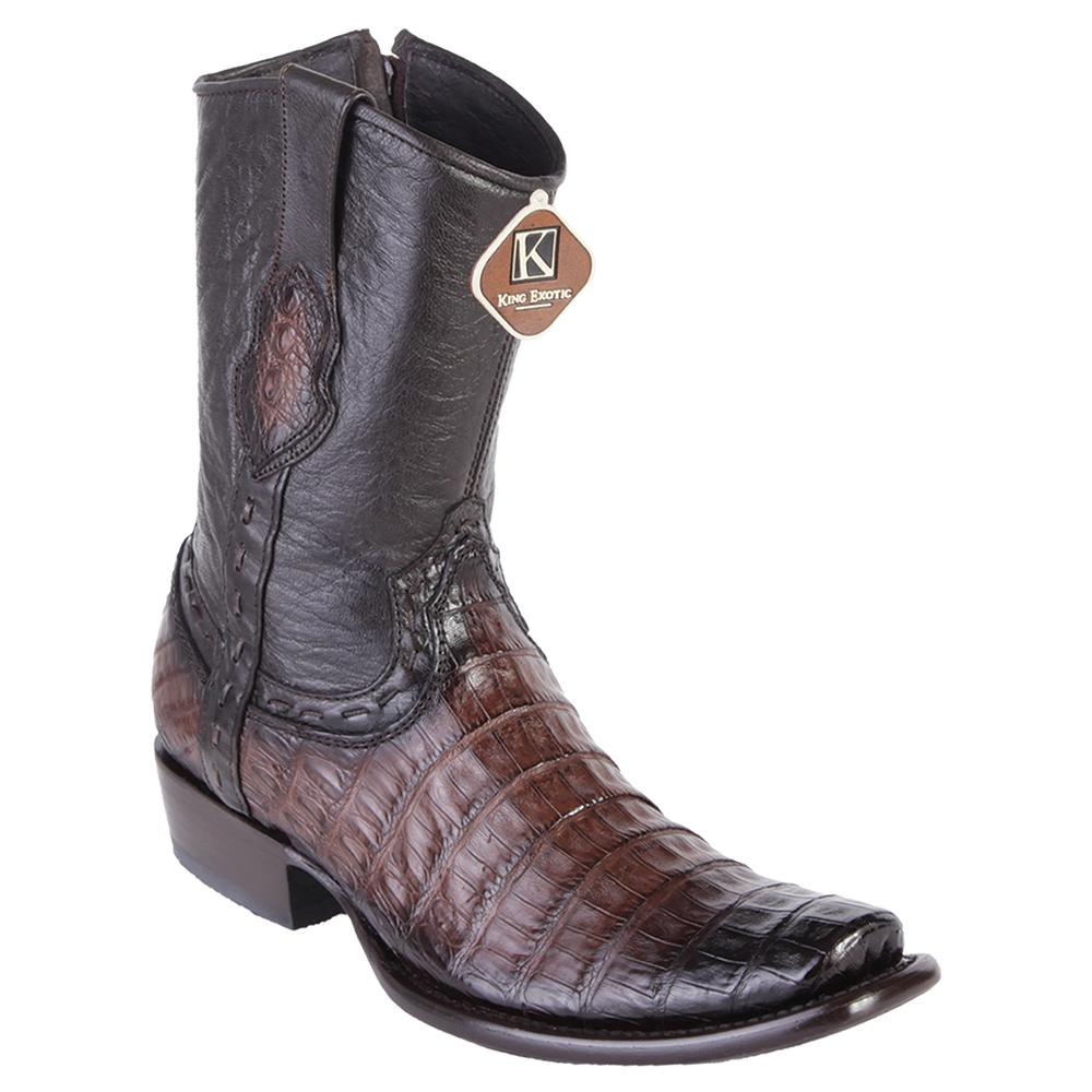 Men's King Exotic Fuscus Caiman Belly Boots With Inside Zipper Brown (479B8216) - 6