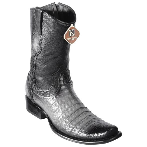 Men's King Exotic Fuscus Caiman Belly Boots With Inside Zipper Handcrafted Faded Gray  (479B8238) - 6