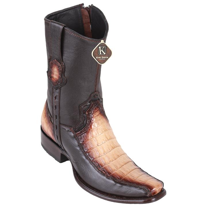 Men's King Exotic Caiman Belly Boots With Deer Dubai Toe Handmade Faded Oryx (479BF8215) - 6