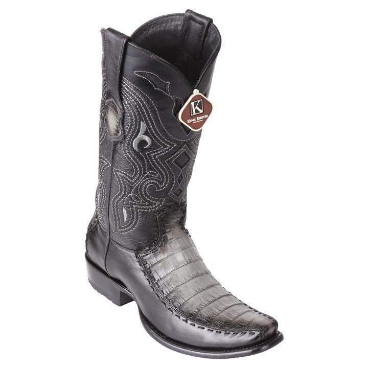 Men's King Exotic Caiman Belly Boots With Deer Dubai Toe Handcrafted Faded Gray (479F8238) - 6