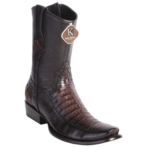 Men's King Exotic Fuscus Caiman Belly Boots With Inside Zipper Handcrafted Black (479BF8216) - 6