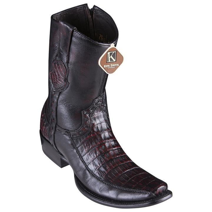 Men's King Exotic Caiman Belly Boots With Deer Dubai Toe Handmade  Black Cherry (479BF8218) - 6