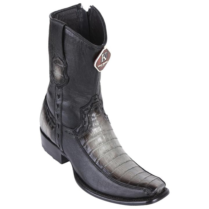 Men's King Exotic Caiman Belly Boots With Deer Dubai Toe Handmade  Faded Gray (479BF8238) - 6