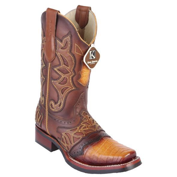 Men's King Exotic Caiman Belly Boots With Saddle Vamp Handmade Buttercup  (48118202) - 6