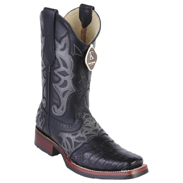Men's King Exotic Caiman Belly Boots With Saddle Vamp Handmade Black (48118205) - 6