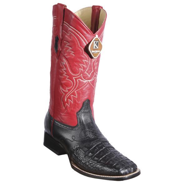 Men's King Exotic Wide Square Toe Caiman Crepe Sole Boots Black (48211705) - 6