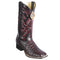Men's King Exotic Wide Square Toe Caiman Boots Handmade Black Cherry (48221718)
