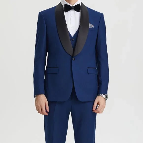 Stacy Adams 3pc Tuxedo Shawl Lapel, Blue Indigo