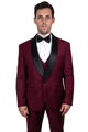 "Mens Stacy Adams Suit - Stacy Adams Suit Men's Vested Shawl Lapel Tuxedo - One Button, Burgundy"