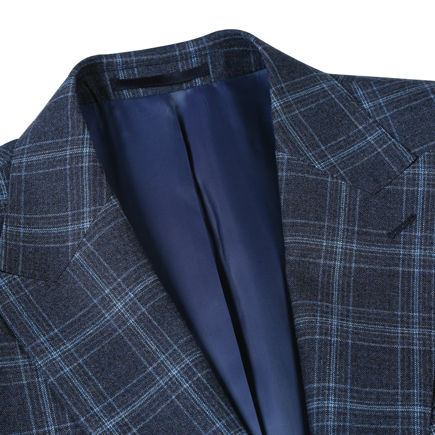 562-4 Men's Slim Fit Wool Stretch Checked Suits - 38Lx32W