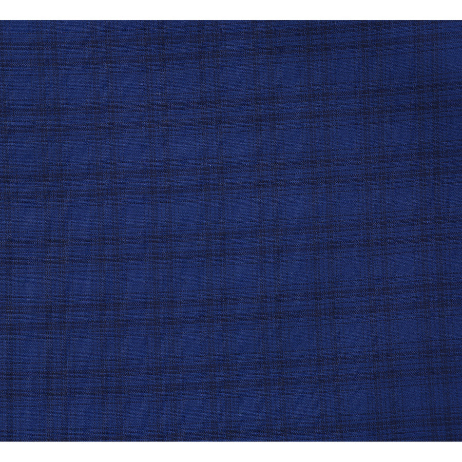 "Classic Fit Men's Wool Suit - Dark Blue Windowpane Plaid Check"