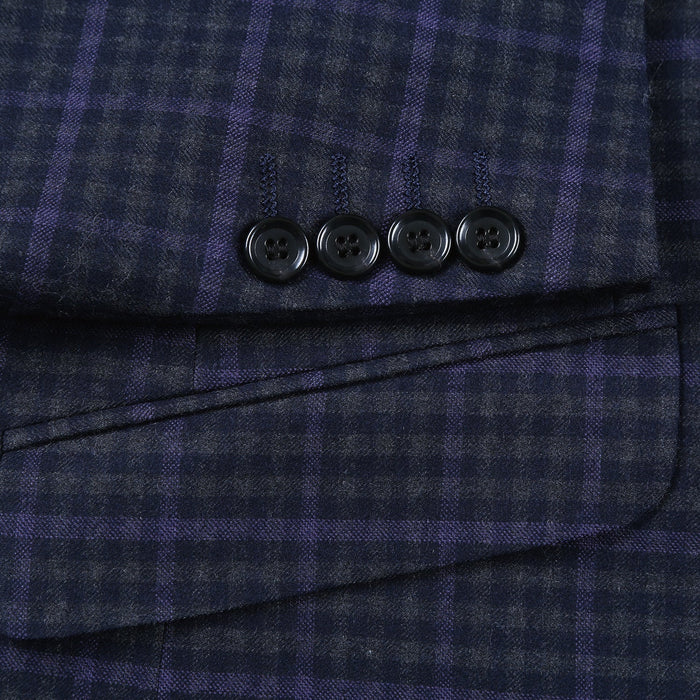 562-6 Men's Slim Fit Wool Stretch Checked Suits
