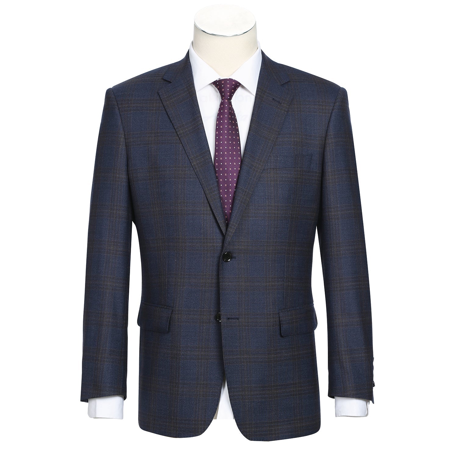 562-7 Men's 3-Piece Wool Stretch Checked Suits - 38Lx32W