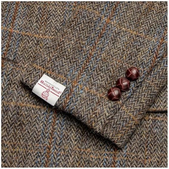 Walker and Hawkes Harris Tweed Blakemore Blazer for Men - Hand-Woven Wool Tweed Jacket with Polyester Lining, Regular Fit - 36 Short