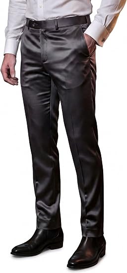 Mens Solid Color Shiny Satin Dress Pants 6VP1010 - dress size pants : 28 Unfinished bottom