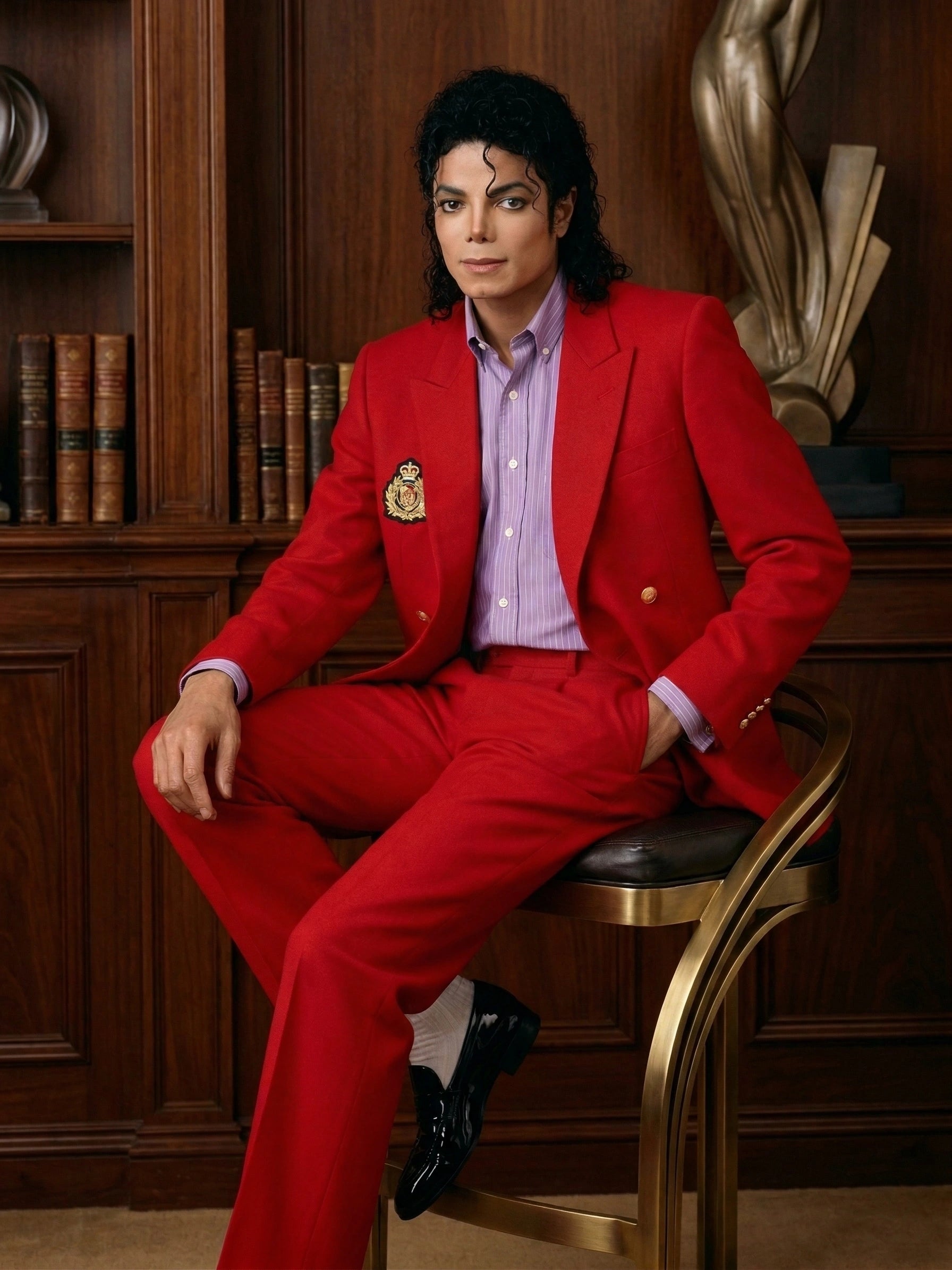 Men’s Red Suit Michael Jackson Award Ceremony Inspired Jacket – Classic Double Breasted Formal Suit , Stylish Party Dinner Jacket, Vintage Stage Wear - 34 Short or Extra Small
