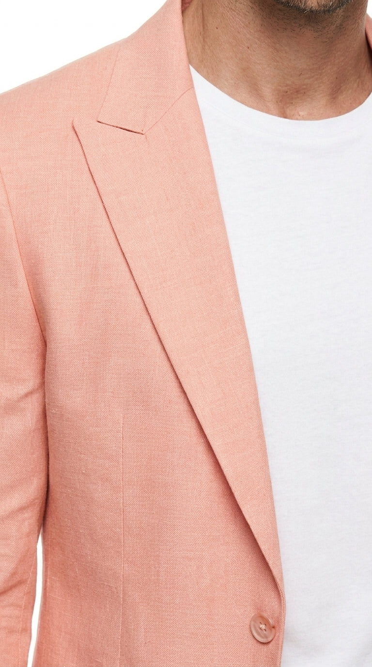 Men’s Peach Blazer – Modern Fit Wedding, Summer, Business Casual & Smart Casual Sport Coat - 36 Short