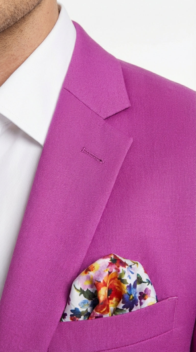 Mens Fuchsia 2 Piece Suit – Bright Pink Formal Suit for Men Stylish Wedding Party Prom Suit Magento Color - 34 Short or Extra Small