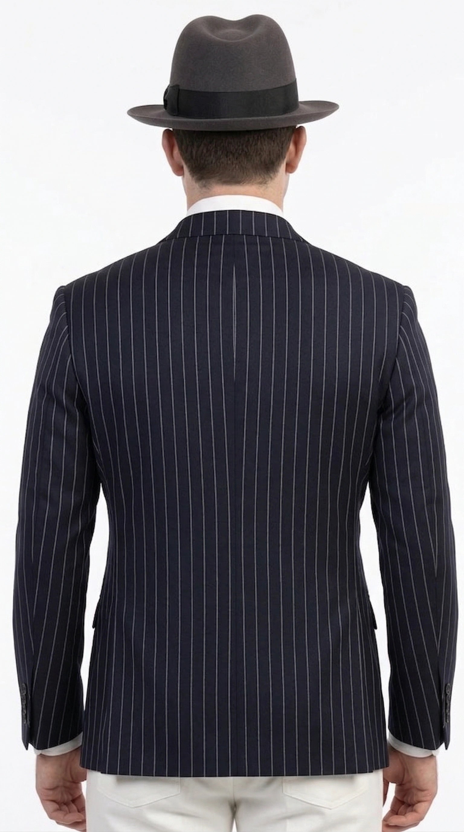 Men’s Black Pinstripe Blazer 1920s Gangster Mob Boss Style Jacket – Classic Double Breasted Vintage Suit Blazer, Formal Party Costume Wear - 36 Short