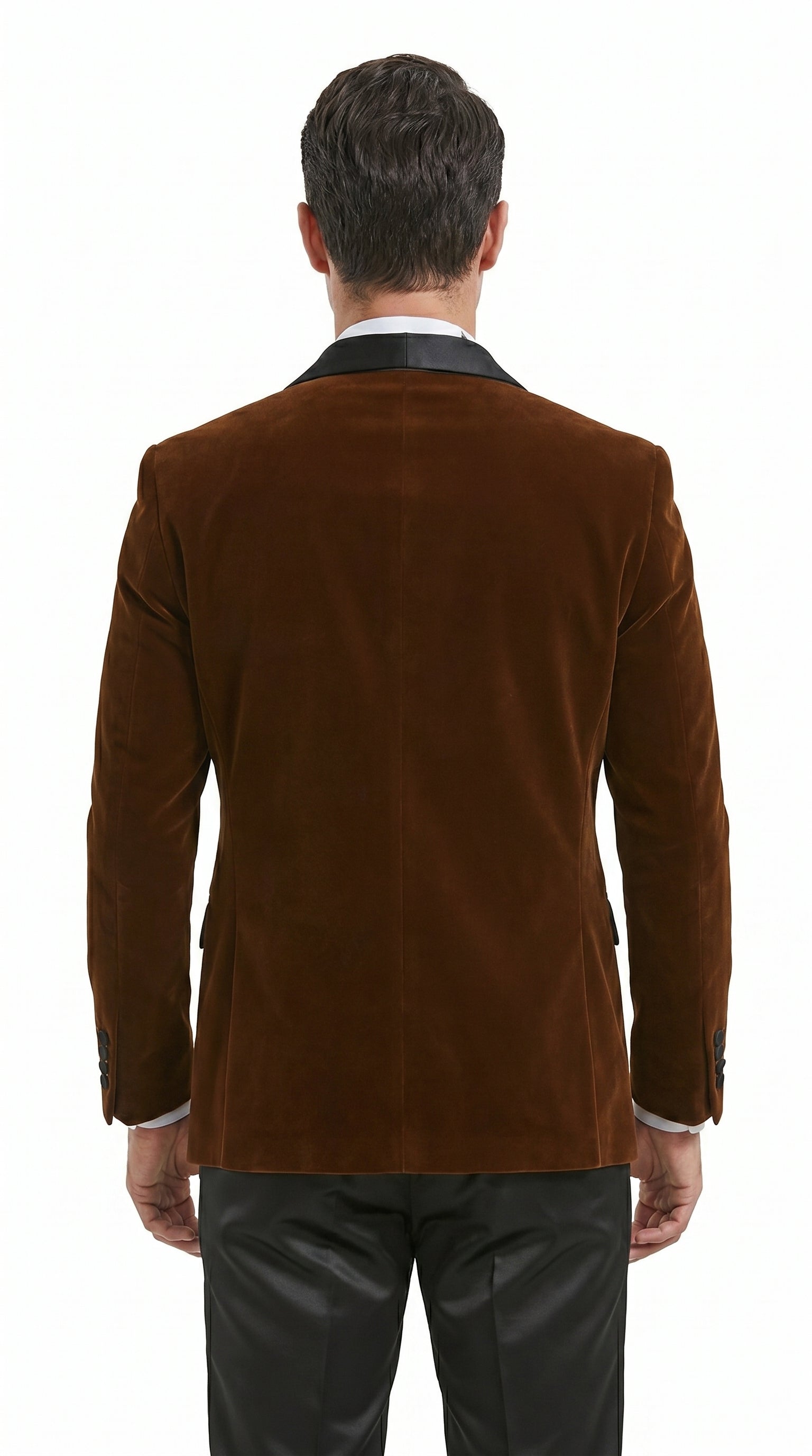 Men’s Brown Camel Bronze Velvet Tuxedo Jacket, Shawl Lapel Wedding Prom Dinner Blazer - Blazer Sportcoat