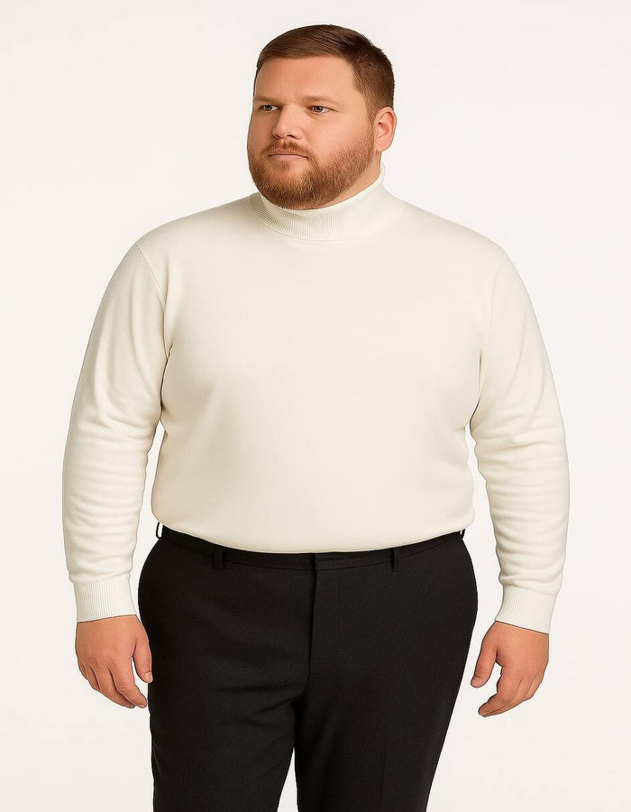 Men's Ivory Turtleneck Sweater â€“ Classic Slim Fit Knit Pullover for Winter Elegance - Cream