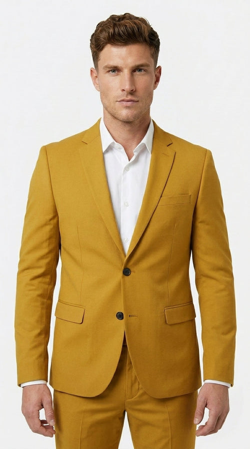Men’s Gold Mustard Color Suit – Wedding & Prom Formal Suit Outfit, Modern Blazer and Pants