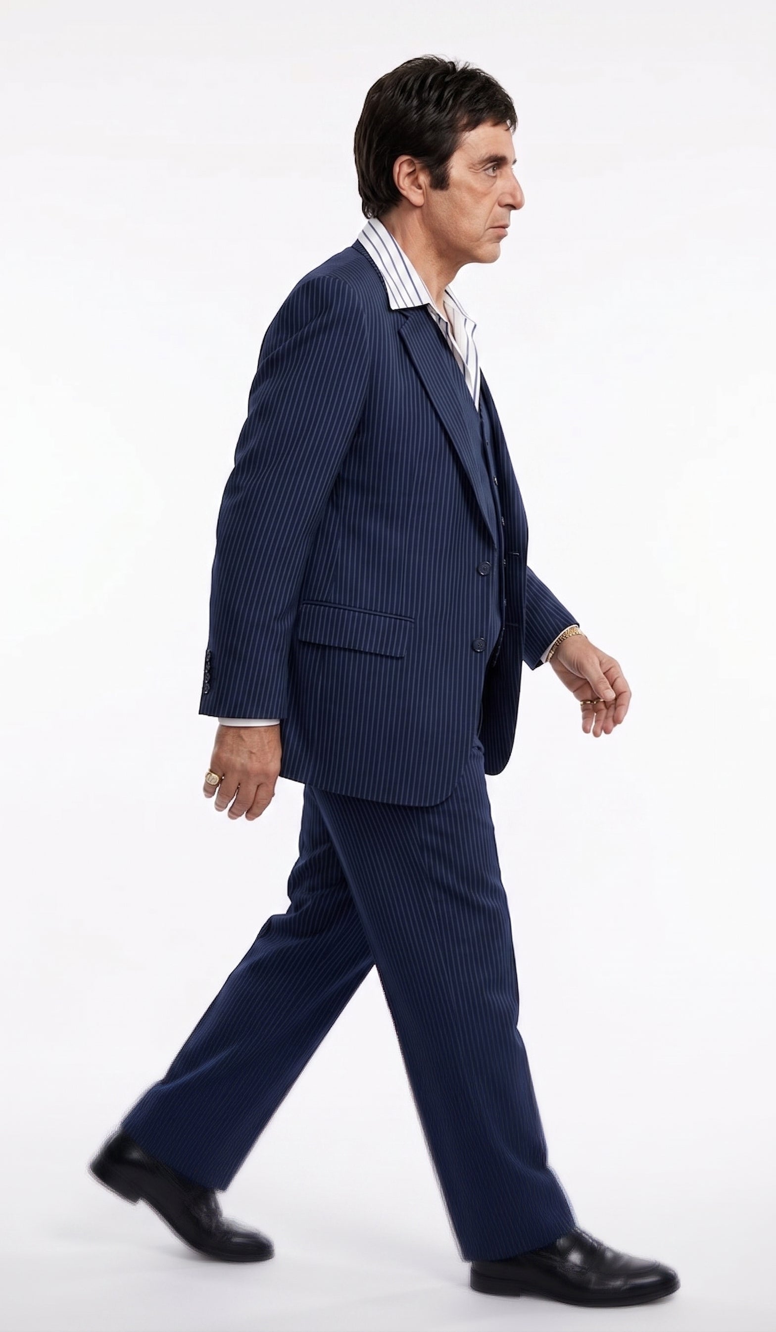 Tony Montana’s Blue Pinstripe 3 Piece Suit – Men’s Vintage Blue Striped Suit for Wedding, Prom and Classic Formal Wear - 34 Short or Extra Small